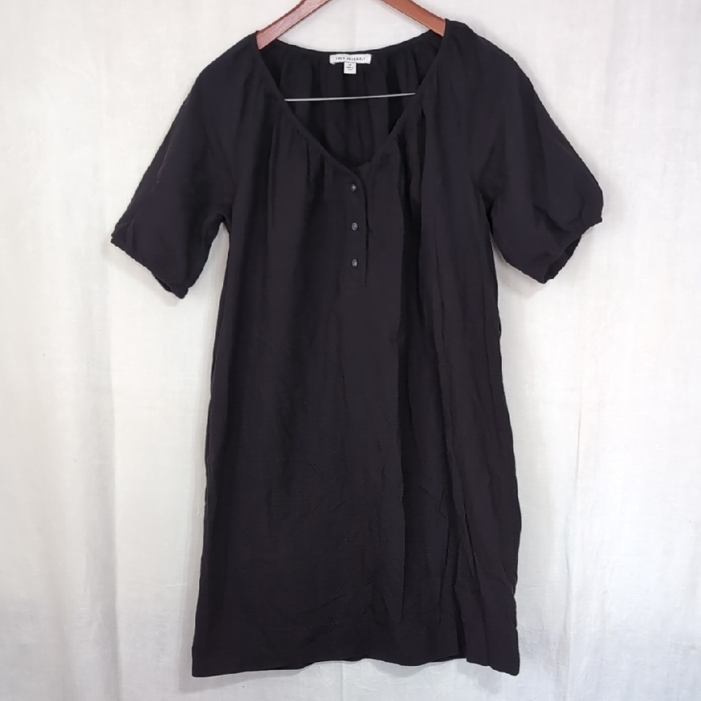 Free Assembly Black Cotton Vneck Shirt Dress Size Medium
